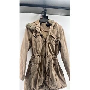 Joe Boxer Women's Beige Faux Fur Hooded Parka S